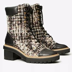 NWT Tory Burch MILLER TWEED LUG SOLE BOOTIE